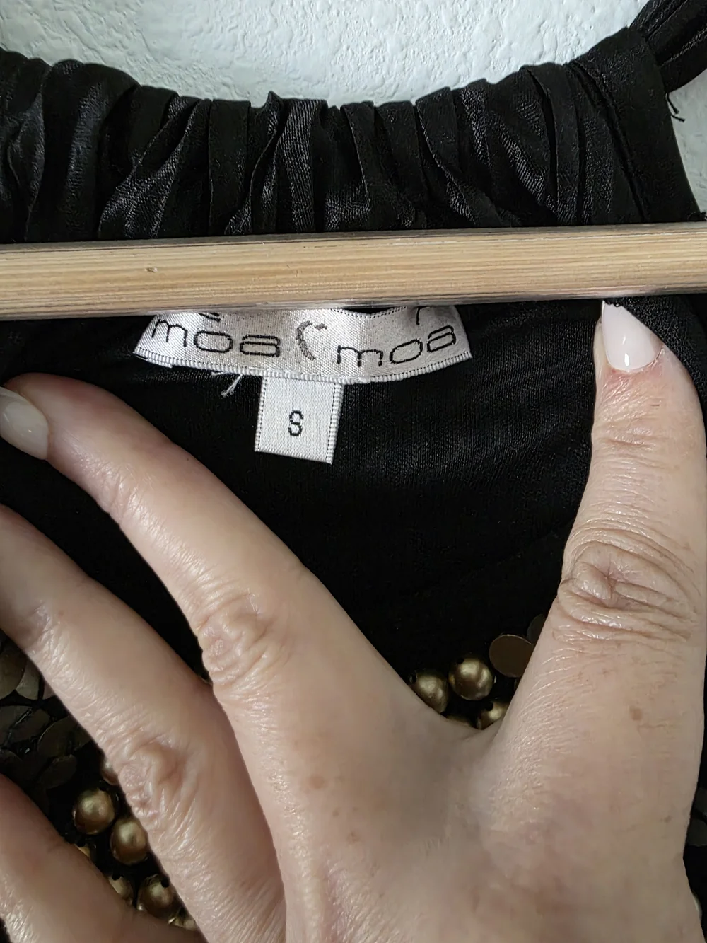 Moa Moa Black Mini Dress with Gold Embellished Halter